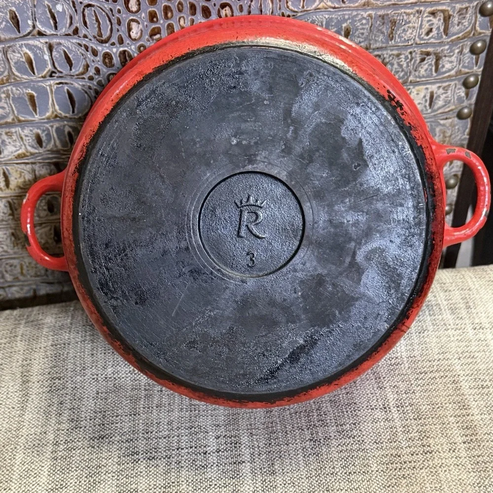 Rare Rosenlew, Finland Large Red Cast Iron Pot‎ With Lid 1958